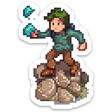 guy kicking a rock on the ground sticker