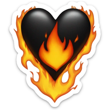 Black heart on fire sticker