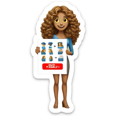 Tan woman with long curly hair relator with for sale sign  sticker