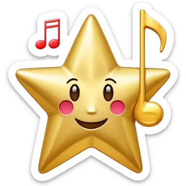 star and music note, inspired by album art, apple emoji style sticker