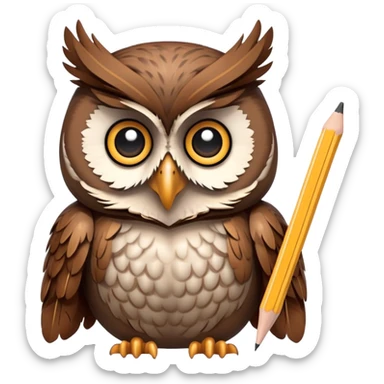 owl holding a drawing pencil sticker