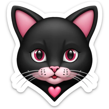 een zwarte kat met een hartje naast zijn hoofd sticker