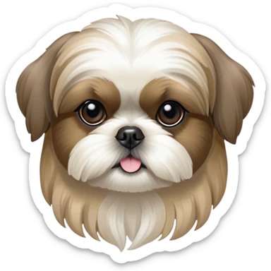 Cinematic Noble Shih Tzu Portrait Emoji, Poised and elegant, with a luxurious, flowing fur in refined muted tones, delicate features and wise, gentle eyes, simplified yet meticulously detailed, glowing with a soft, regal radiance, high shine, exuding quiet dignity and timeless charm, soft glowing outline, capturing the essence of a noble Shih Tzu that epitomizes refined poise! sticker