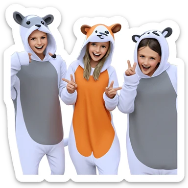 smiling friends in animal costumes sticker