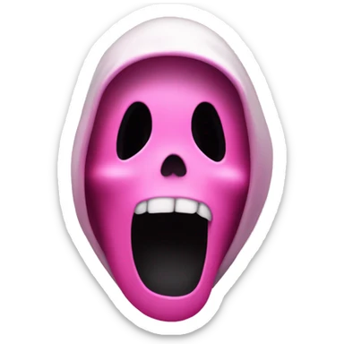 ghostface from scream scary movie in shades of pink with an open screaming black mouth hole sticker