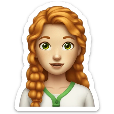 girl with ginger mallet green eyes freckles  sticker