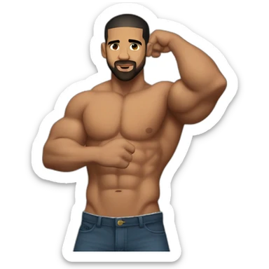 drake flexing big abs sticker