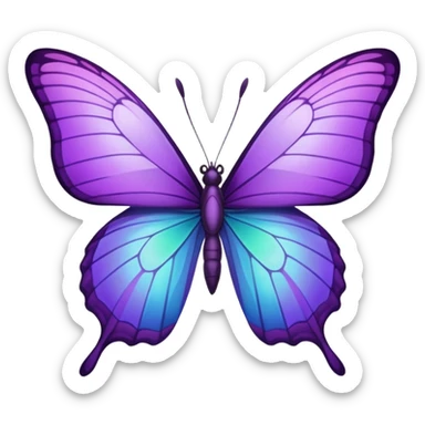 Purple butterfly with sharp ends on each wing sticker