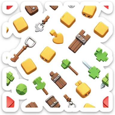 Clash of Clans aesthetic: Cinematic Playful Pixel 3D Key Emoji, rendered in a 3D vector-style similar to standard emojis with minimal shading and bold, simplified shapes. A compact, distinct form with signature details, softly glowing with a pixelated adventure charm. Simplified yet unmistakably iconic, highly detailed and consistent, glowing with a soft radiance and high shine. Stylized with a touch of classic pixel-art charm and a soft glowing outline, capturing the essence of a beloved gaming relic with a friendly, playful manner! sticker