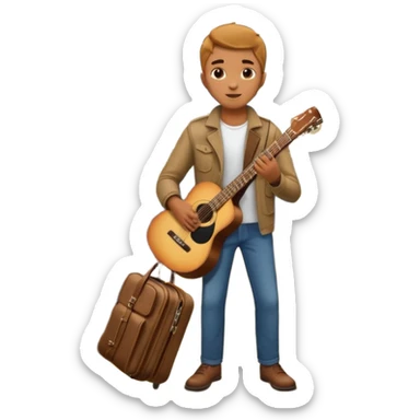 Rider with guitar case,Metro Riders, inside metro train, no transparent, with background,full image , negative transparent, positive background. sticker