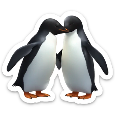 male penguin and female cute fluffy penguins holding hands  sticker