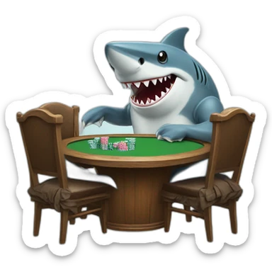 Shark playing poker sat at a table sticker