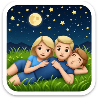 Couple looking at the stars while laying the the grass at night  sticker
