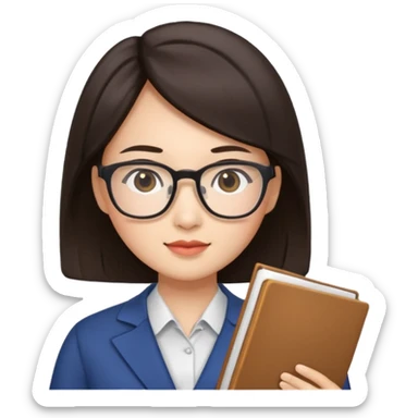 asian brunette teacher with square hair sticker