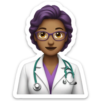 Female doctor with purple grape sticker