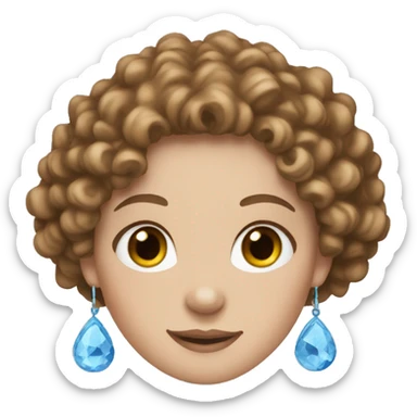 white girl brown curly hair blue eyes and hoop earrings sticker