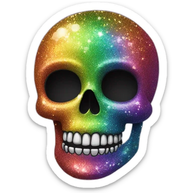 Rainbow glitter skull sticker