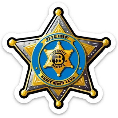 A sheriff badge that says Dirty Barry sticker