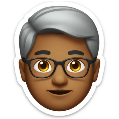 fat indian boy wearing glasses with a big chin sticker