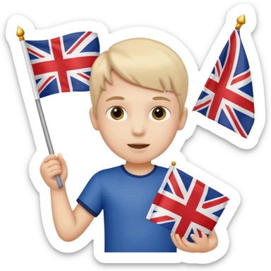 A child holding the English flagage in his right hand sticker