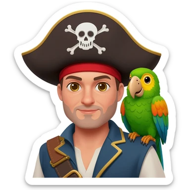 pirate and parrot sticker