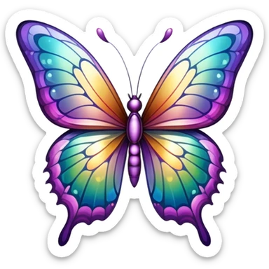 Iridescent butterfly with colorful shimmering wings sticker