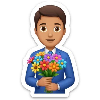 man flower-holding person bouqet sticker