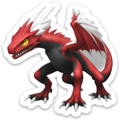  Cool Edgy Black Red White Digimon-Fakemon-Reptile full body sticker