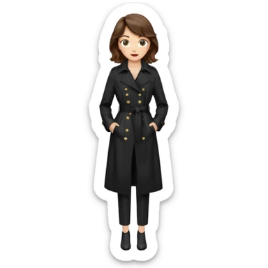 Dalgalı saçlı, hafif perçemli; kehribar gözlü, küçük kalkık burunlu ve dolgun dudaklı. Oval yüzlü, çıkık elmacık kemikli. Omuzları geniş, beli ince, kalçası dolgun. Old money tarzında, siyah trençkot ve kumaş pantolon seven, dikkat çekici bir kadın. sticker