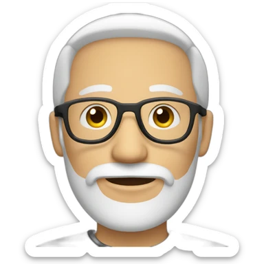 White Bearded man with rounded glasses sticker