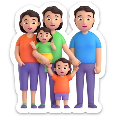 two parents with a child, happy family sticker