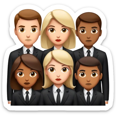 A group of secret intelligence agents in formal suits, with one being a woman and the rest being men. They appear serious, professional, and mysterious, working together as a team sticker