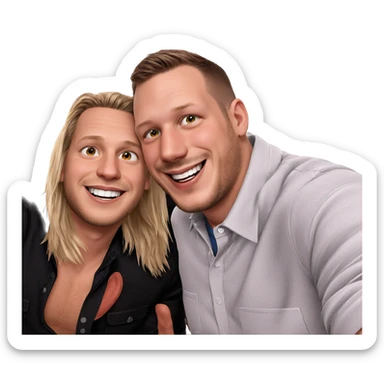 two boys smiling together sticker