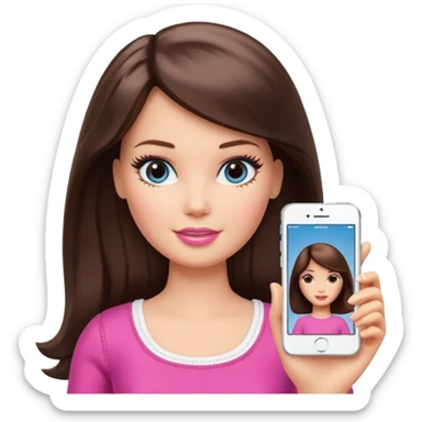 Beautiful Barbie brunette hair. White skin sticker