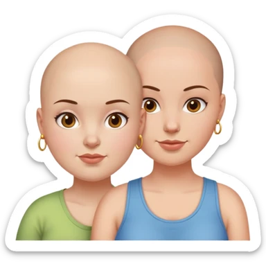One bald girl best friend and one fat girl best friend with brown hair sticker