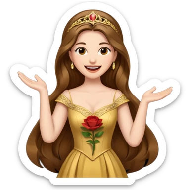 woman opera singer singing with long brown hair and golden dress sticker