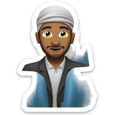 A Muslim man flying a plane sticker