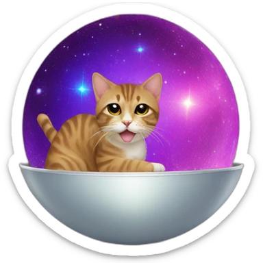 Cat on a disco bowl sticker