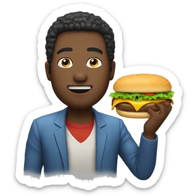 man with yamaka eating cheeseburger sticker
