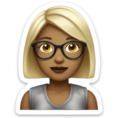 Short platinum bob girl wearing chunky glasses  sticker