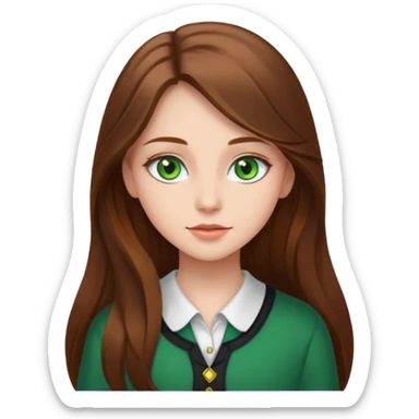 Vull una noia amb els cabells marró llargs, ulls verds i roba molt maca sticker