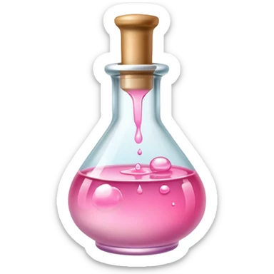 white and pink and beige tiny potion bottle with glowing liquid sticker