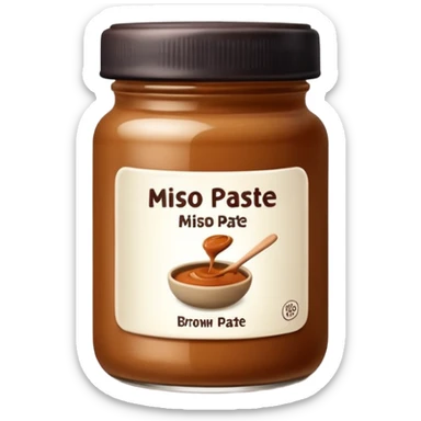 small jar of brown miso paste, minimal label. sticker