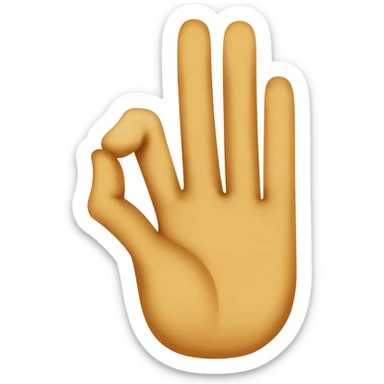 Emoji-style yellow hand making the Turkish fig sign: thumb between index and middle finger, other fingers curled, palm forward, simple emoji design, white background. sticker