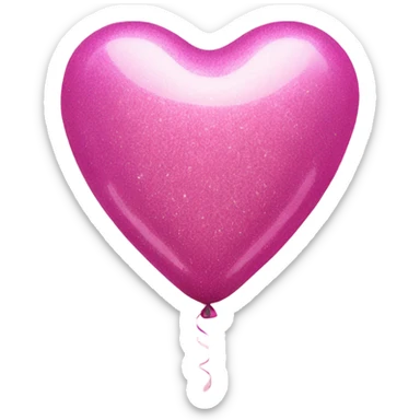 Pink glitter heart shaped balloon sticker