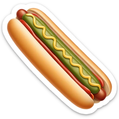 Hotdog with a pickle sticker