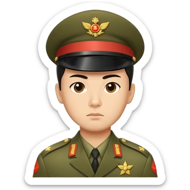 photorealistic serious china soldier 1960s sticker