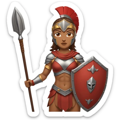 woman spartan warrior holding spear and shield sticker