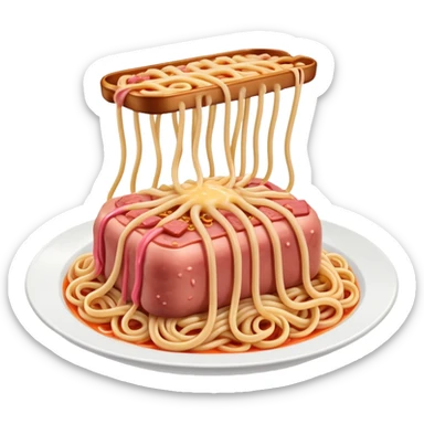  SPAM meat melted flying spaghetti pink gooey slop art sticker