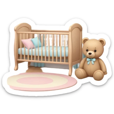Cozy baby room with crib and teddy bear sticker